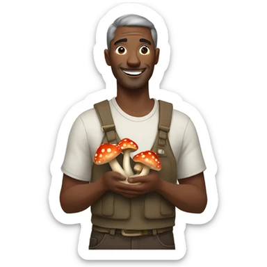 Man holding mushrooms sticker