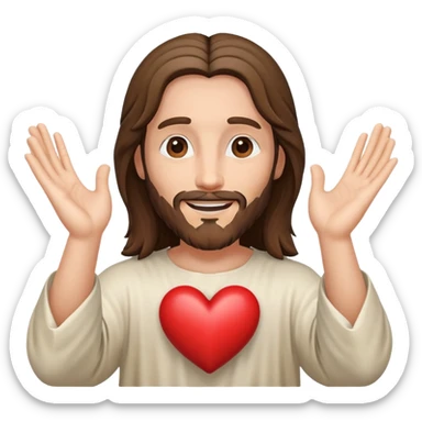 Joyful Jesus creating heart shape with hands sticker