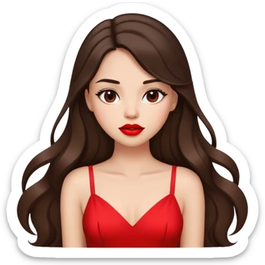 brunette girl with long hair and red lipstick in dress sticker