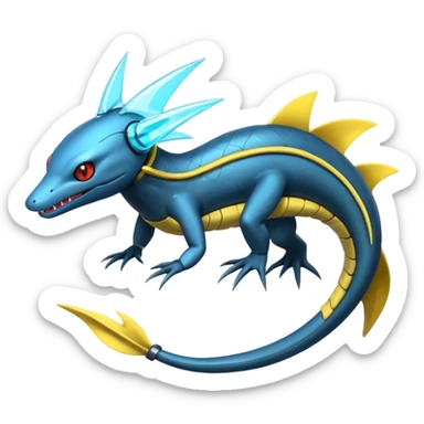 Electric Futuristic Modern Cyberpunk Cyber-Cyborg-Eel-Tynamo-Manectric-Luxray-Electrike-Pokémon-Fakémon-fusion sticker