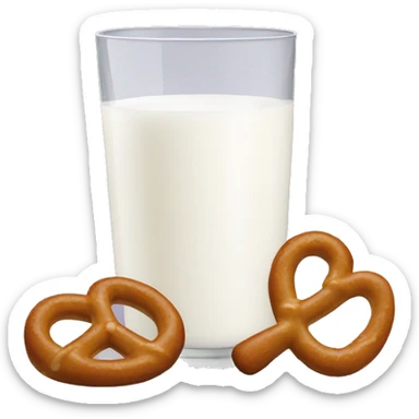 A glass of milk with a pretzel sticker