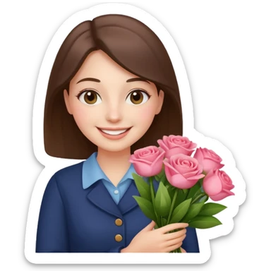 Shopper with flower bouquet sticker