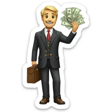 rich man carring money sticker