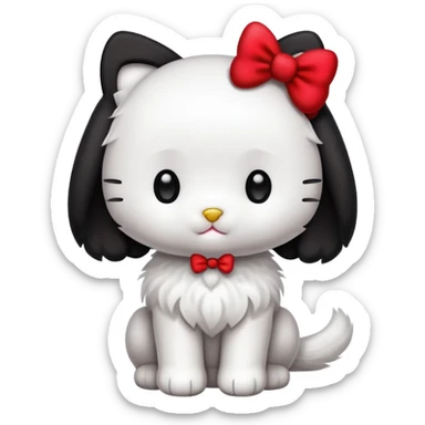 hello kitty as a bipedal puppy with long black floppy ears sticker