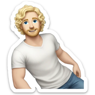 full body light curl blonde 30yo man blue eyed pale skin sticker