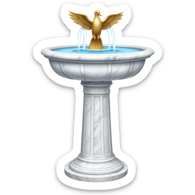 Tall water bird bath fountain made of white marble sticker