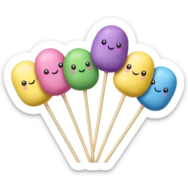 Colorful rainbow dango with five small rice dumplings on a stick in blue, purple, pink, yellow and green colors sticker