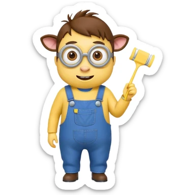 make me a minion cow while flossing and doing hair sticker