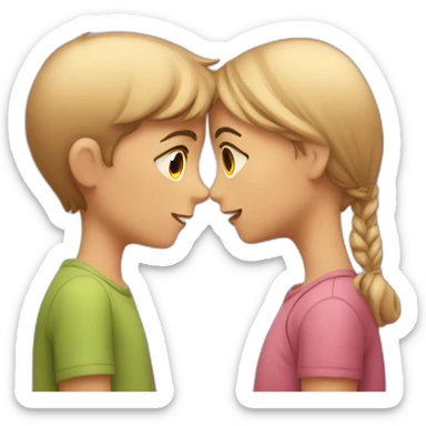 girl whispers in boy's ear sticker