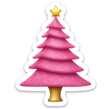Pink glitter Christmas tree sticker