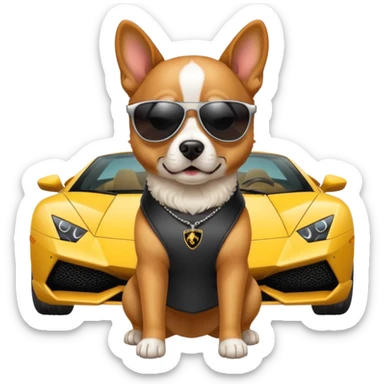 Dog with bomb with shades on a Lamborghini sticker