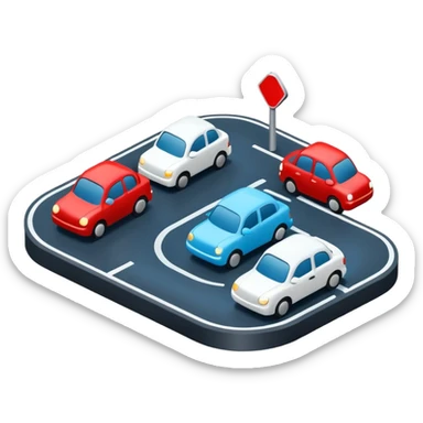 3D traffic icon, simple cars on road, traffic jam concept, smooth rounded shapes, minimal 3D style, blue white and black colors, small red accents for alerts, Waze style, clean design, no background
 sticker