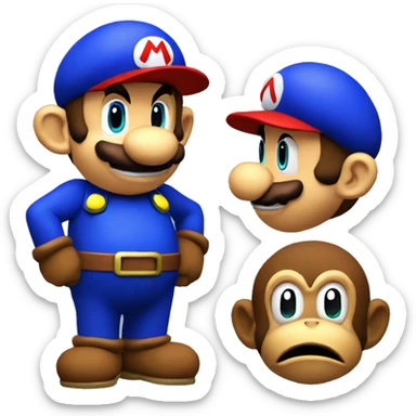 super mario 64 in monkey costume sticker