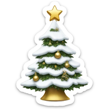 christmas tree with snow and white and gold decorations  sticker