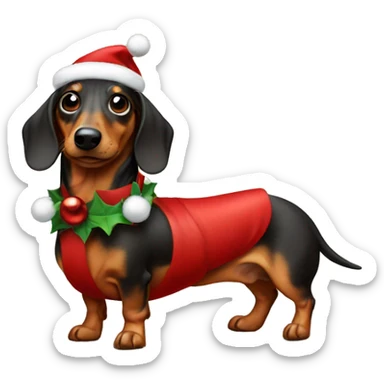 wiener dog in a christmas outfit sticker