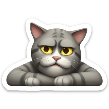 unmotivated cat that doesn't want to work sticker