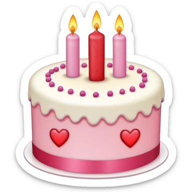 birthday cake with a single candle and heart decorations sticker
