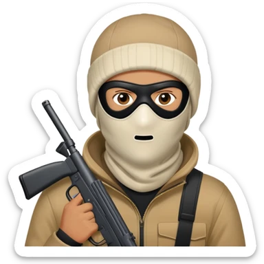 Guy with a gun wearing a ski mask sticker