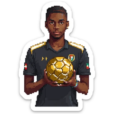 Lamine Yamal holding a golden ball sticker