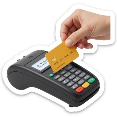 a detailed credit card being inserted into a payment terminal, skeuomorphism style, detailed, photorealistic textures, subtle shadows sticker