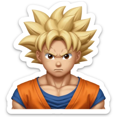 Emoji San goku plus petit niveau image , concentrer comme avant un combat contre un adversaire,  sticker