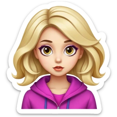 Pretty stylish anime character, real life, big eyes, cute, gorgeous hair, full body, stylish clothing, lady, young, romantic, colorful, detailed, cool design sticker