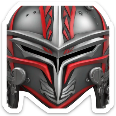 Texas-tech-red-raiders tribal artwork covered  T logos in gunmetal on battle helmet on top  tall steampunk gothic Mohawk in multi  color Logo T in hint of shiny silver 3d sticker