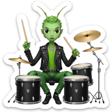 Punk drummer mantis sticker