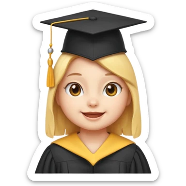 A smart chick emoji wearing a graduation cap sticker
