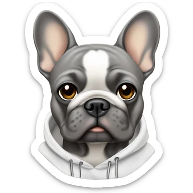 Grey French bulldog with tan tips in a hoodie  sticker