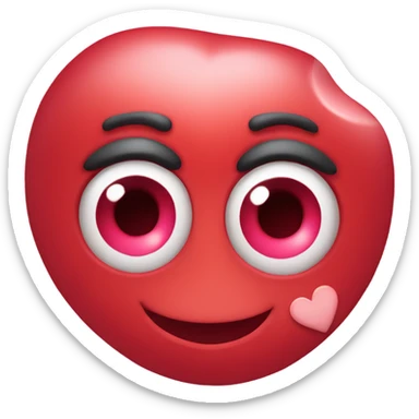 Red Love heart with just 2 eyes sticker