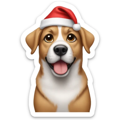 Dog wearing a Santa hat sticker