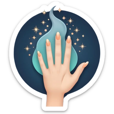 Soft Neutrals → Beige hands + slate blue accents 🌫 Warm Gradient → Peach to mint with gold sparks 🌟 Bold Monochrome → Navy + silver lines 🌌 sticker