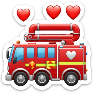 Fire engine with hearts sticker