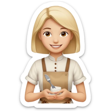 Young Women painting smilling tablier sticker