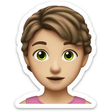 An 11 year old girl with brown hair and green eyes and is from europe sticker