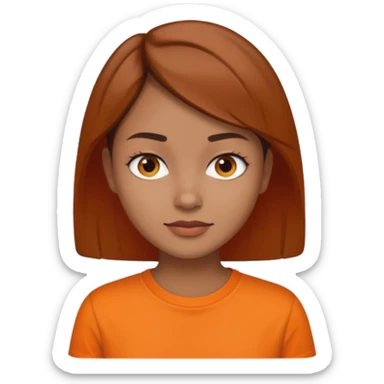 medium tone skin, short brown hair orange shirt woman sticker