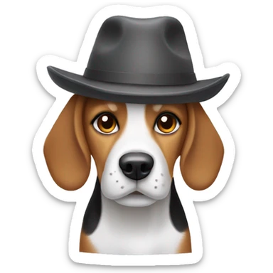 Beagle dog wearing a hat sticker