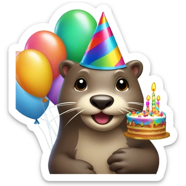 Birthday otter sticker