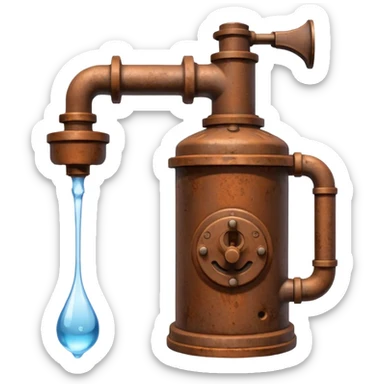 Ghibli style water pump with water pouring out of it sticker