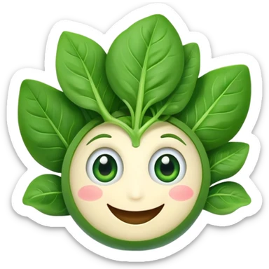 Spinach with eyes and smile without human face sticker