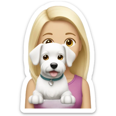 blonde girl with a white Maltipu dog sticker
