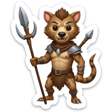 create a dnd style gnoll.png with a spear using 48x48 pixels size sticker