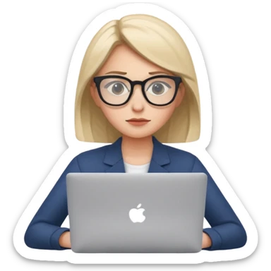 create emoji of her coding and looking at her macbook sticker