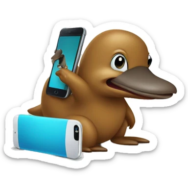 the platypus is holding the phone sticker
