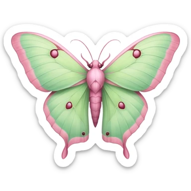 Pastel pink Luna moth sticker