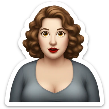 profle picture stunning fat white woman, red lips, long brown hair sticker