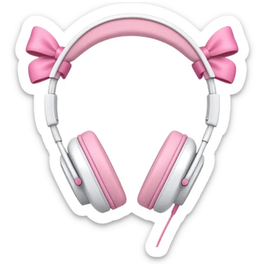 White headphones with pink bows sticker