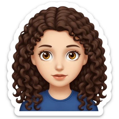 white girl with long dark curly brown hair brown eyes  sticker