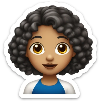 Italian little girl with long black, curly hair and red lips sticker